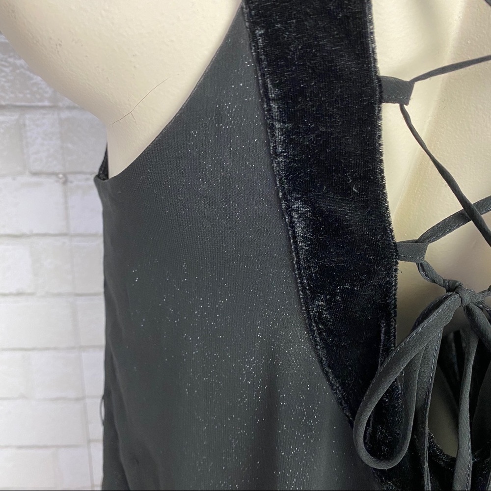 Miss ME Beaded Neckline Chiffon Lace Back Dress - Picture 7 of 13